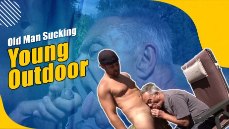 Outdoor blowjob with a horny old man