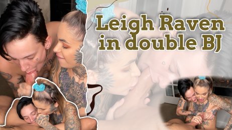 Leigh Raven in double BJ
