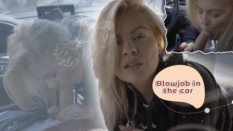 Blowjob in the car with a hot blonde MILF